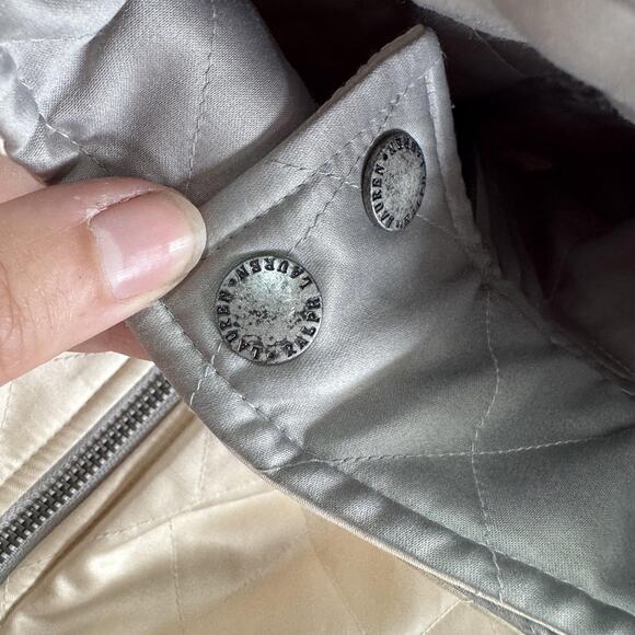 Ralph Lauren Vest Womens Medium Cream Grey Quilted Reversible Outdoors‎ Layers - Picture 4 of 9